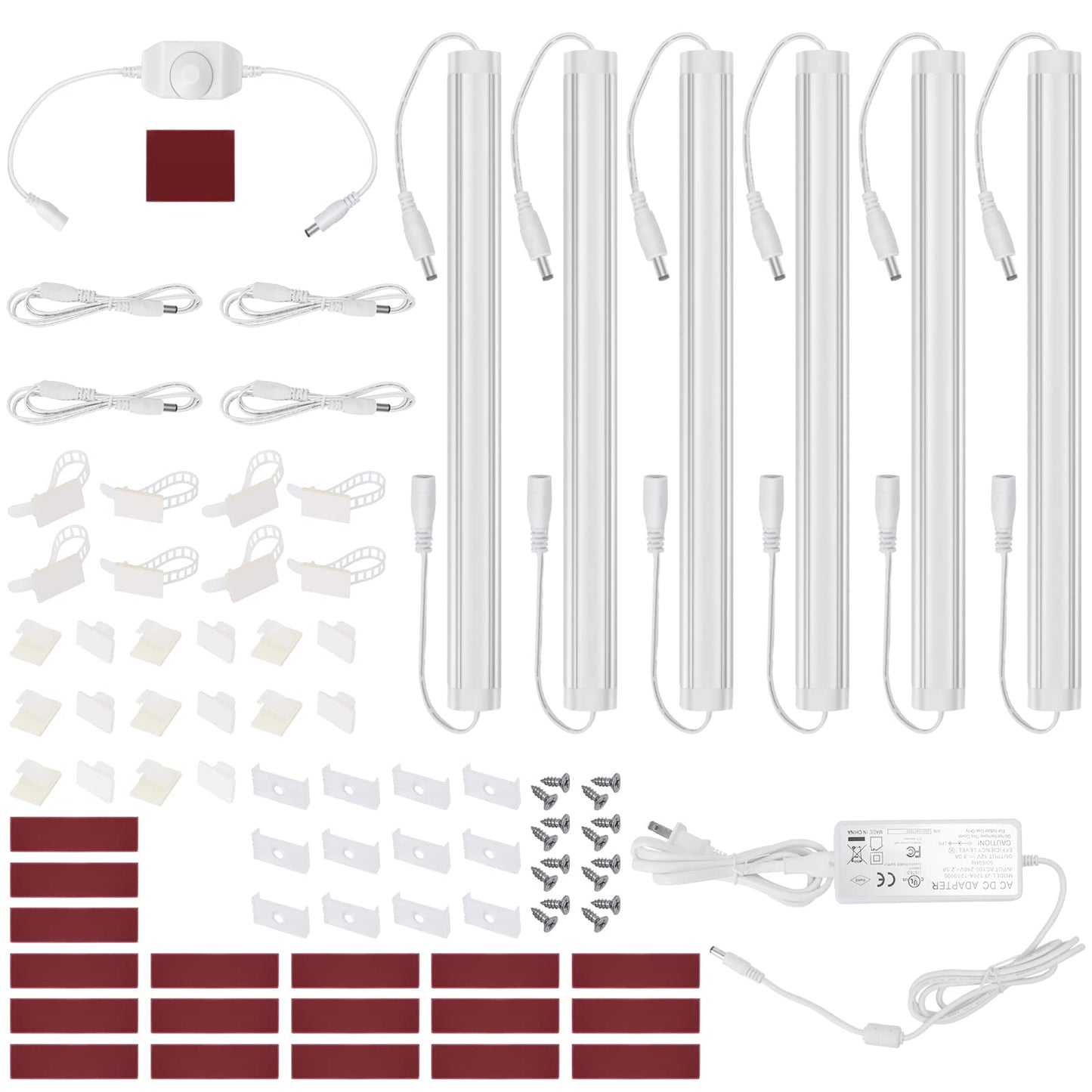 Litever Kitchen Under Cabinet LED Lighting Kit, Super Bright, 6 PCS 12 Inches Light Bars, Plug-in or Hardwire Power Adapter, 31W 2000 Lumen, for Cabinet Counter Shelf Workbench (Daylight White 5000K)
