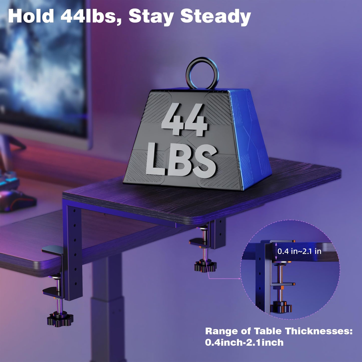 ART-GIFTREE Desk Extender, 15-inch Clamp-On Desk Shelf, Height-Adjustable Desktop Shelf Organizer for Monitors Office and Gaming Accessories, Arm Support Table Extension, 44lbs Heavy Duty, Black