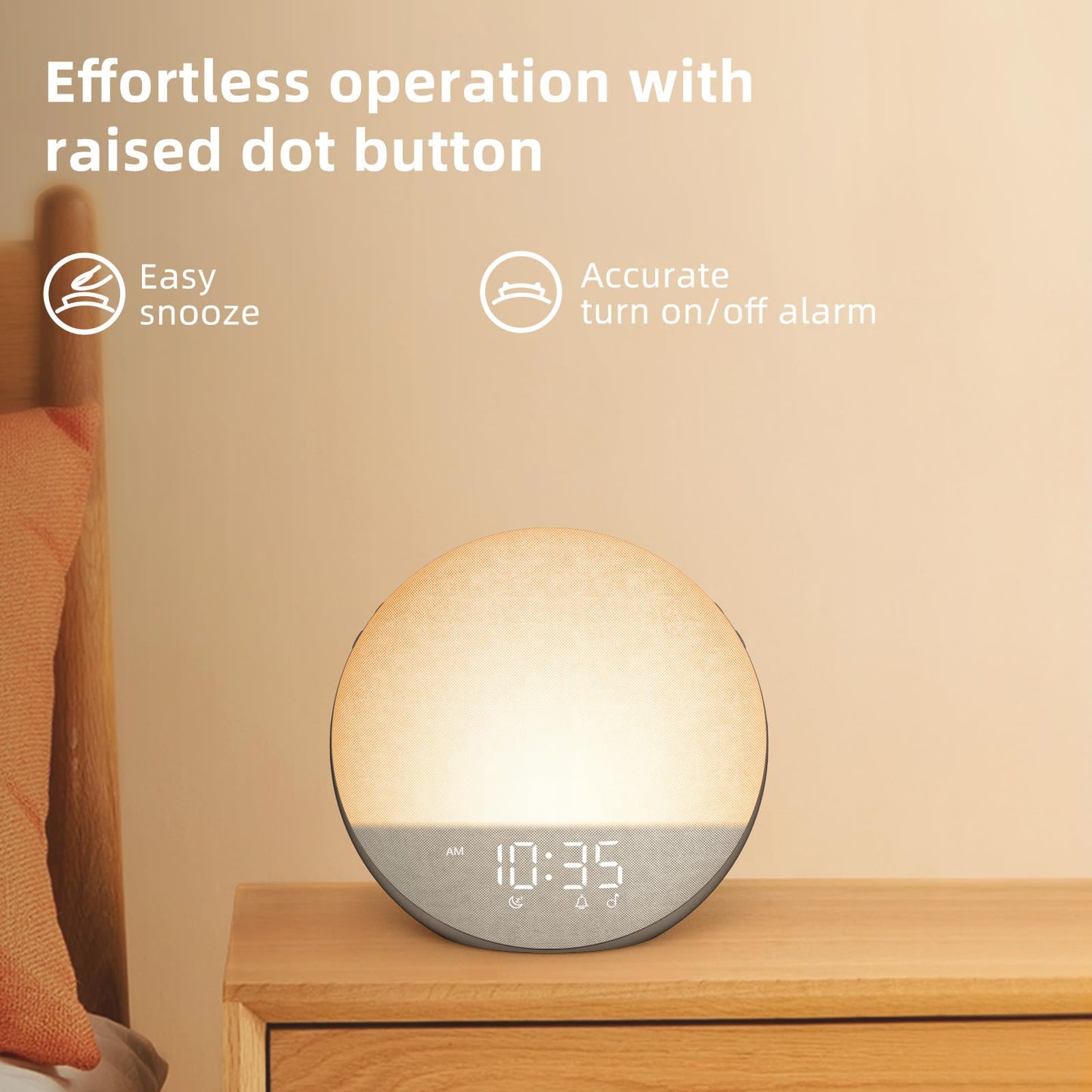 Odokee Sunrise Alarm Clock White Noise Machine: Natural Wake Up Light - Dimmable Clock with Bluetooth Speaker for Bedroom - 25 Sleep Sounds for Baby Adults Kids Cocoa
