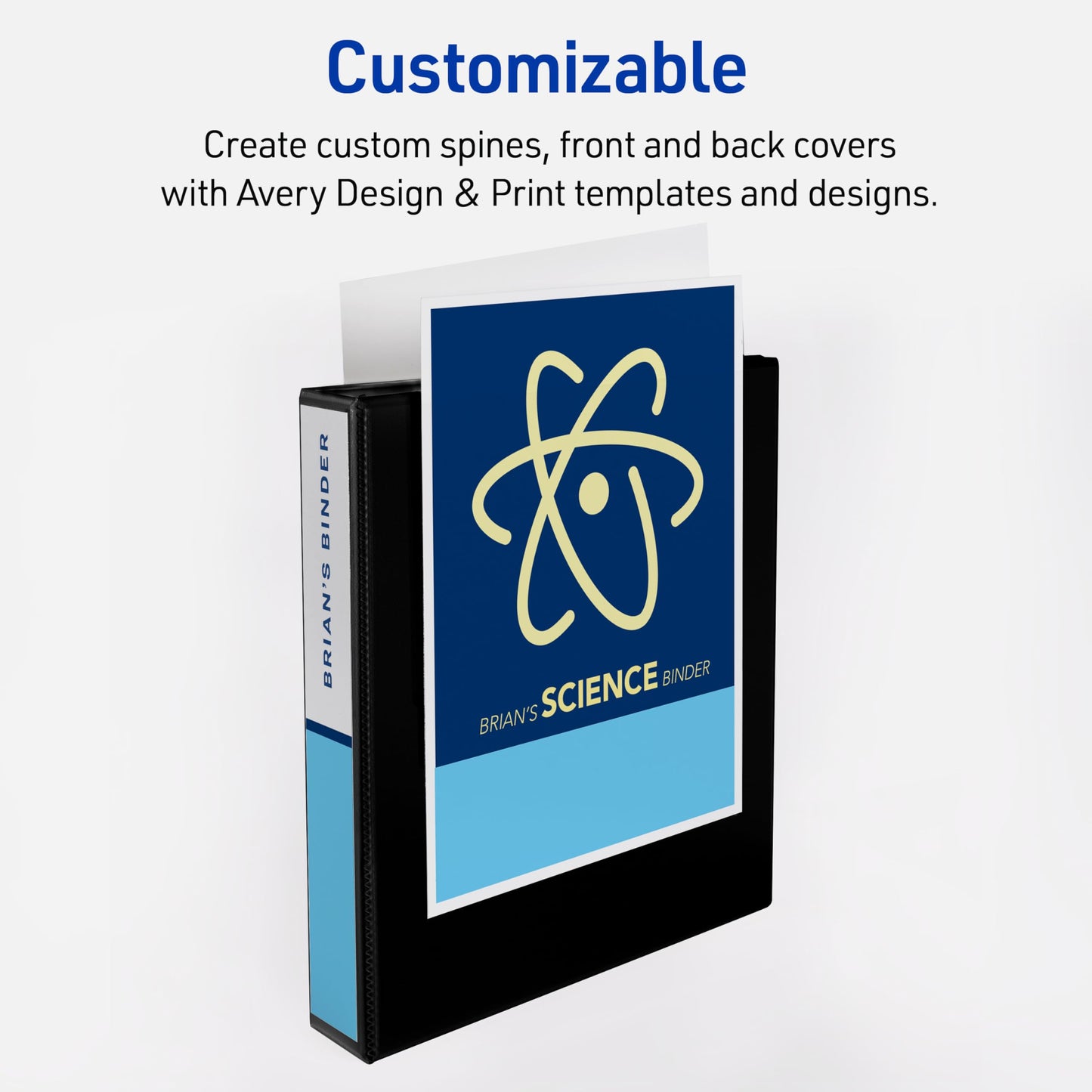 Avery Heavy-Duty View 3 Ring Binders, 1.5 Inch One Touch Slant Rings, DuraHinge, 2.1 Inch Wide Spine, Customizable Clear Cover and Spine, White Binders (4-Pack of 79781)