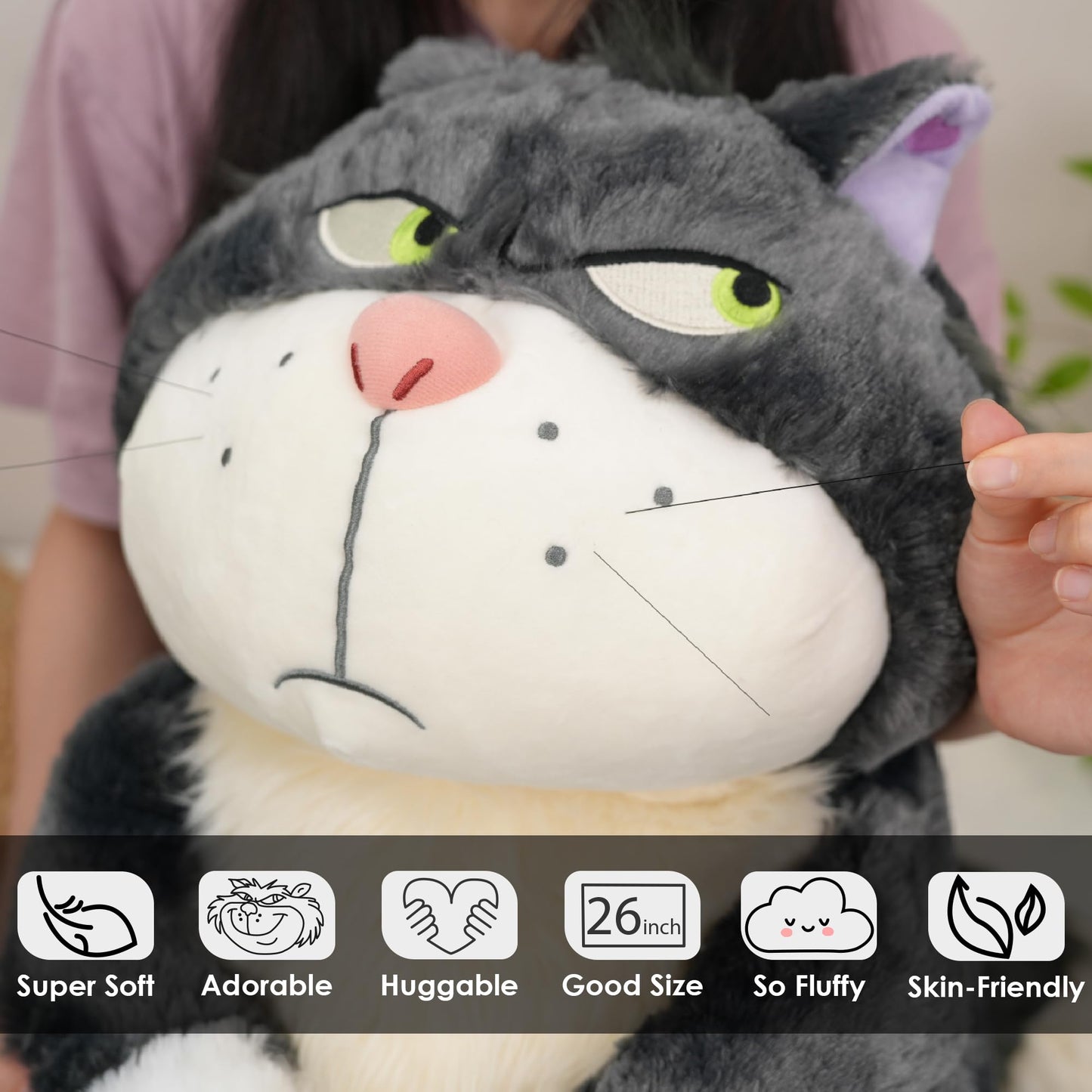 Juju Lucifer Cat Plush (26 in) - Large Stuffed Animals - Big Stuffed Animal Plushie - Giant Stuffed Animal Cute Plushies - Cat Stuffed Animals Black Cat Plush - Big Stuffed Animals Cat Stuffed Animal