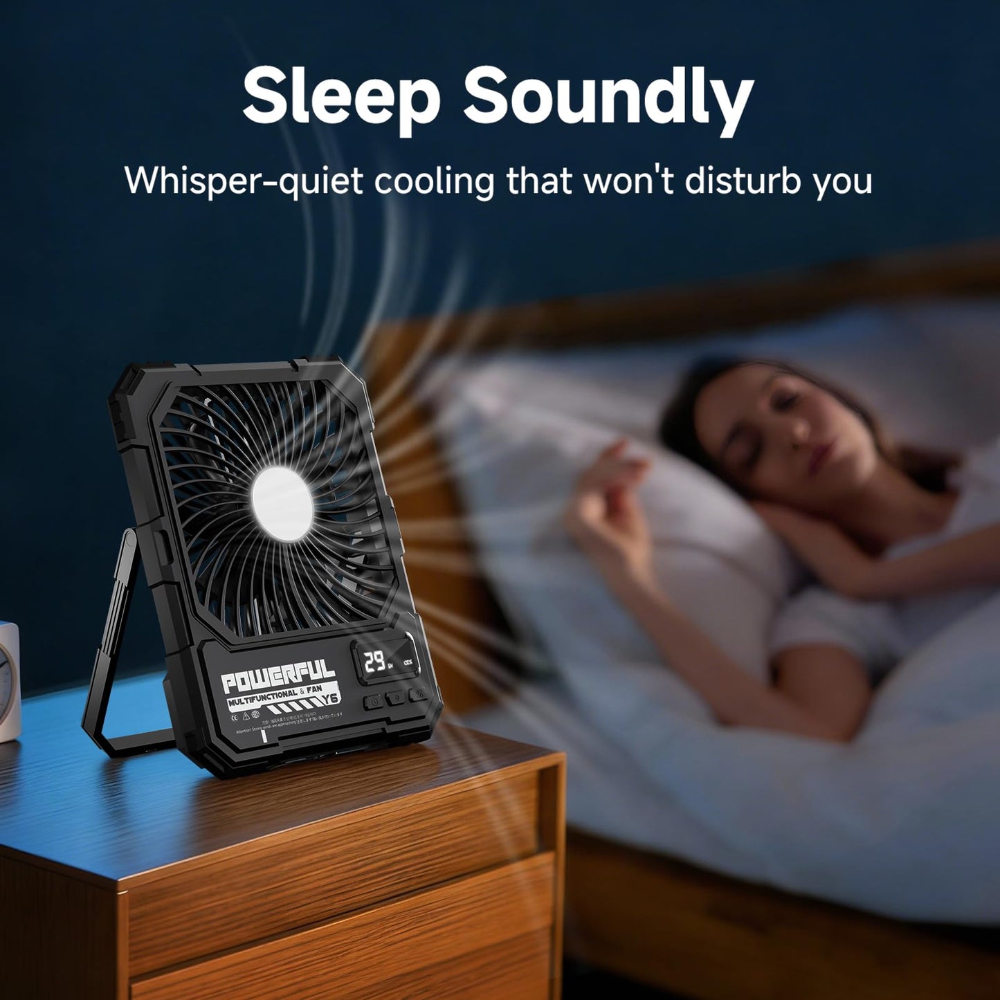 TYJONX 20000mAh Rechargeable Battery Powered Fan, Up to 85H Runtime Rechargeable Fan with LED Light, Ultra-thin Portable Camping Fan for Home, Outdoor, Tent, Travel,Cruise Ship Essentials