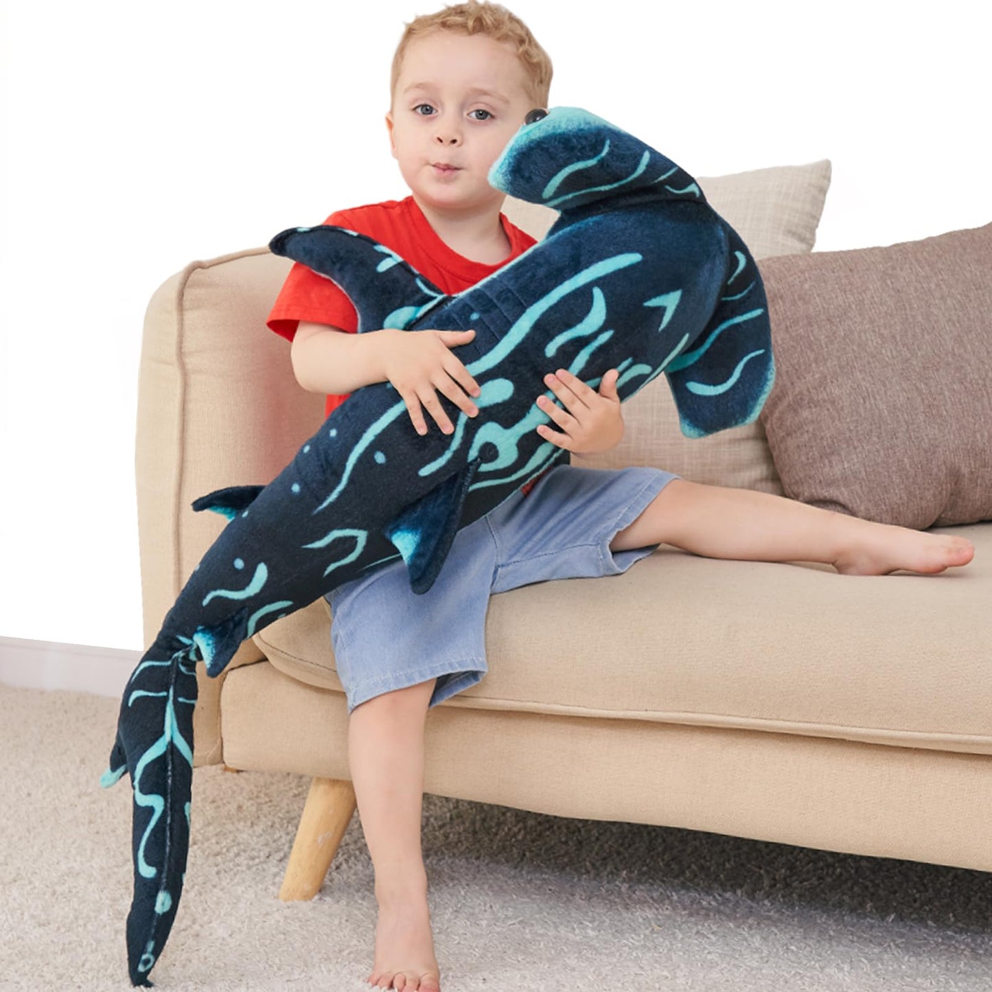 Beeyybuy 40 inch Hammerhead Shark Stuffed Animal - Giant Shark Plush Toy