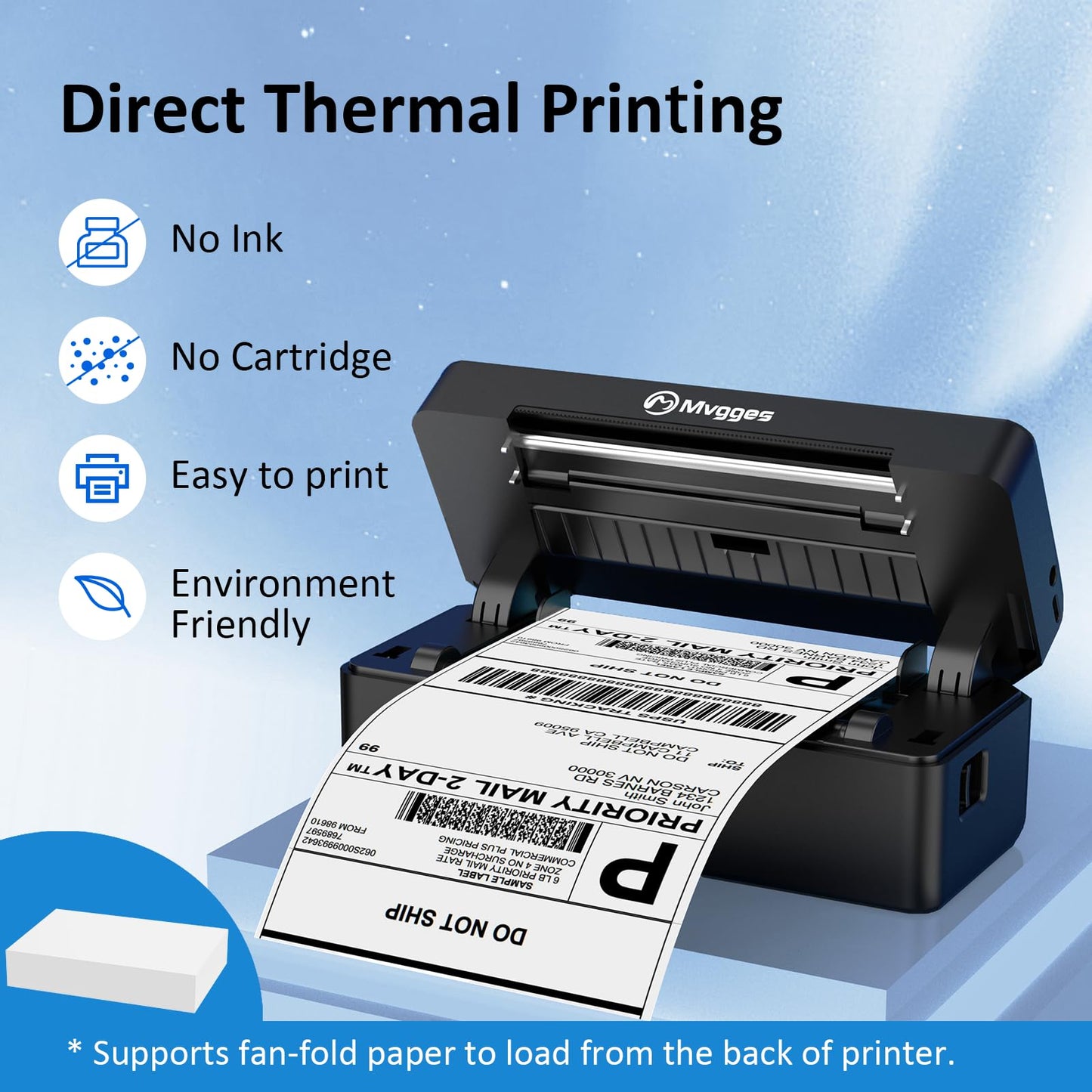Mvgges Shipping Label Printer,Bluetooth 4x6 Thermal Label Printer for Small Business Office or Home, Compatible with Android, iOS, Windows and Mac, Widely Used for Amazon,Ebay,USPS,Etsy