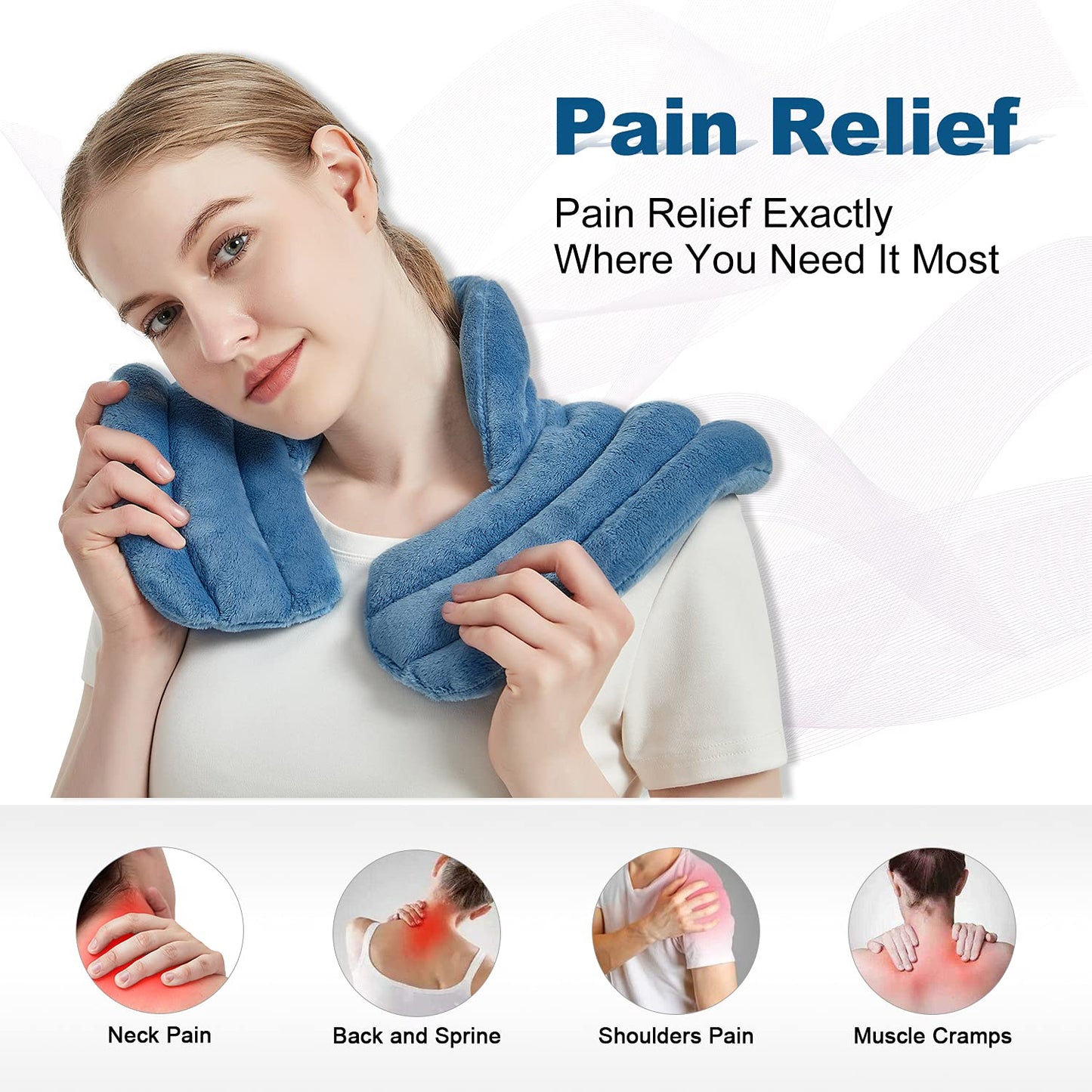 MORLIDEN Microwavable Heating Pad for Neck and Shoulders, Microwave Heating Pads Neck Warmer Wrap for Pain Relief