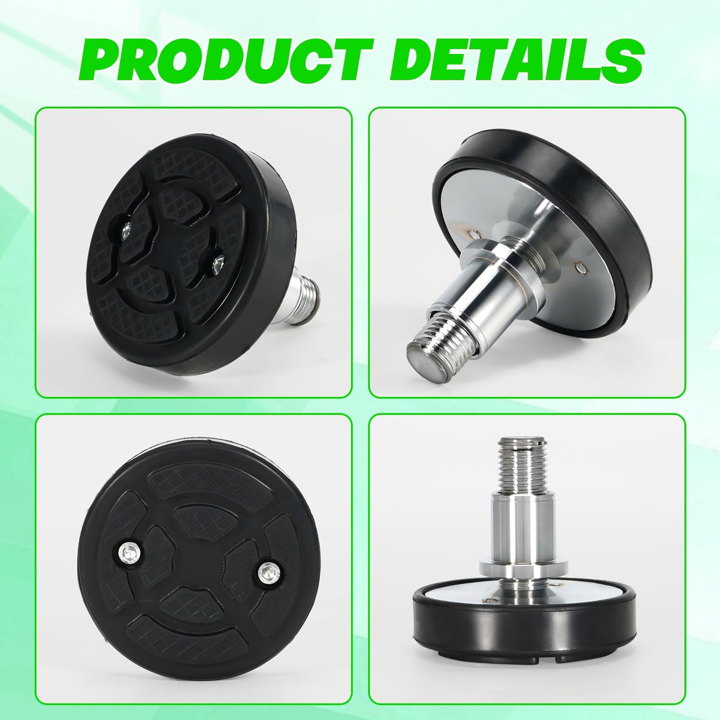 LEAPTREND 2pc 35mm Shaft Diameter Car Lift Rubber Tray Heightening Feet Plus High Leg Pads, Car Lift Telescopic Two Hole Round Tray with Rubber Pads Peg Screw-up Pads