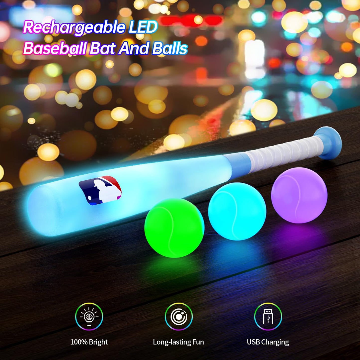 Leshein - LED ball set for kids ages 3-5, 5-8, light up tee ball set for kids ages 3-5, outdoor toys, baseball toys, gifts for