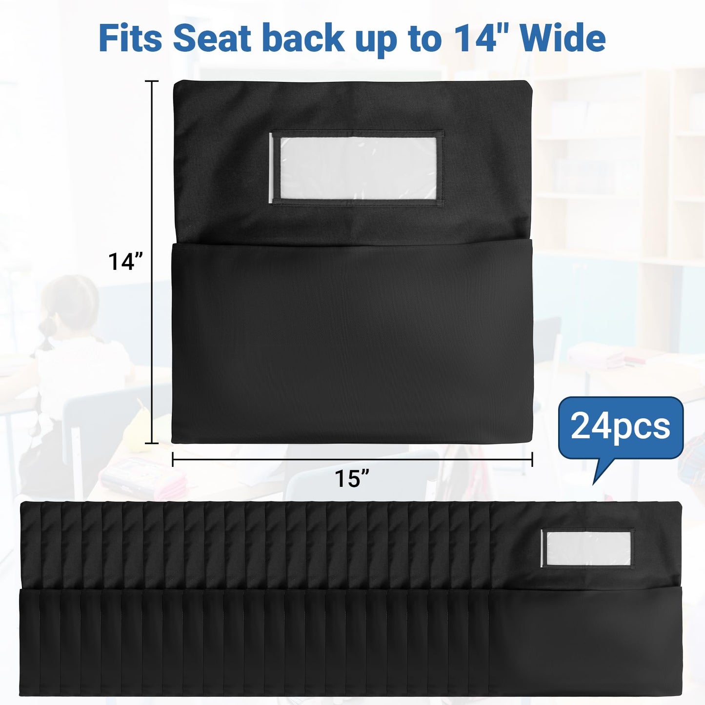 Toriexon 24PCS Chair Pockets for Classrooms 18 x 20 inch