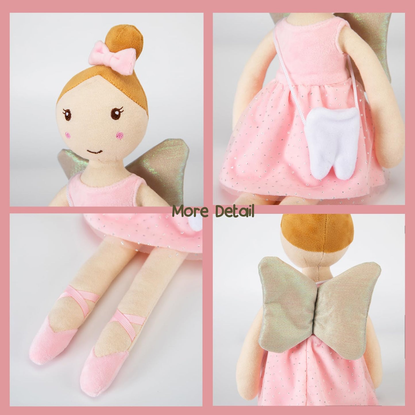 free-space Tooth Fairy Soft Plush Ballet Doll with Little Tooth Bag Christmas Holiday Birthday Gifts for Kids