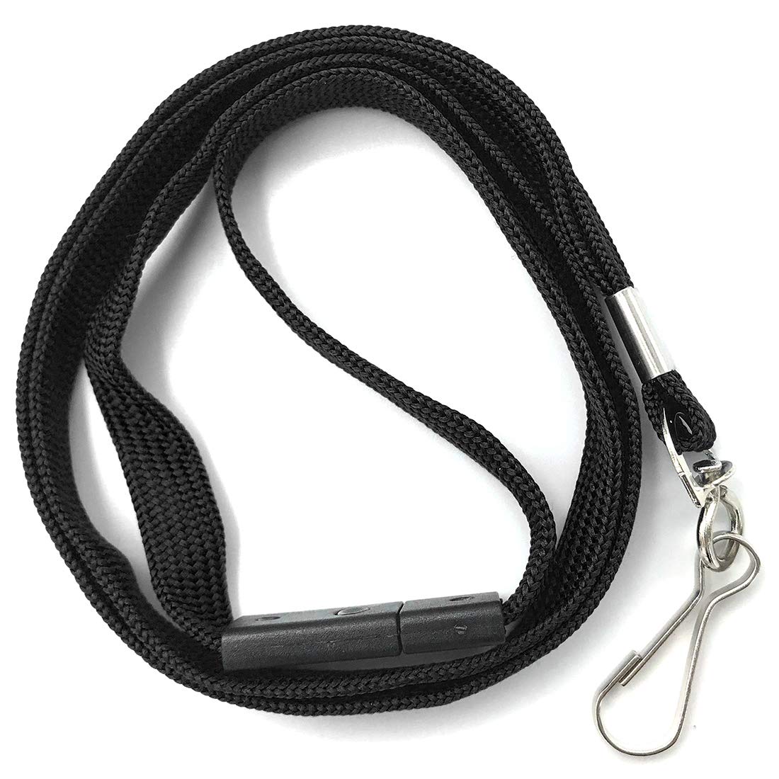 Lanyards Safety Black Lanyards Neck Flat Premium Breakaway Badge Lanyard with J-Hook for ID Nametag Badge Holder (Black, 50 PCS)
