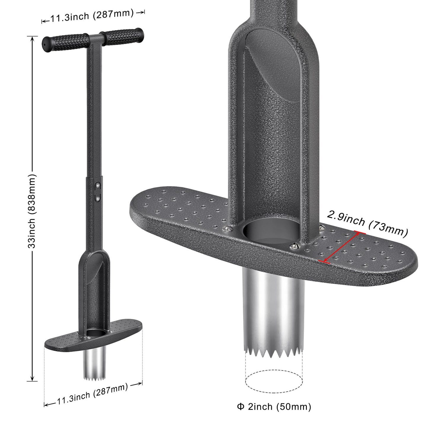 Dolibest Bulb Planter Tool w/Soft Rubber Grip, Grass Plugger Tool w/Stainless Steel Sharp Serrations, pre-Assembled Sod Plugger w/Centre Auto Dump Design for Lawn Planting Bulbs and Grass Repair