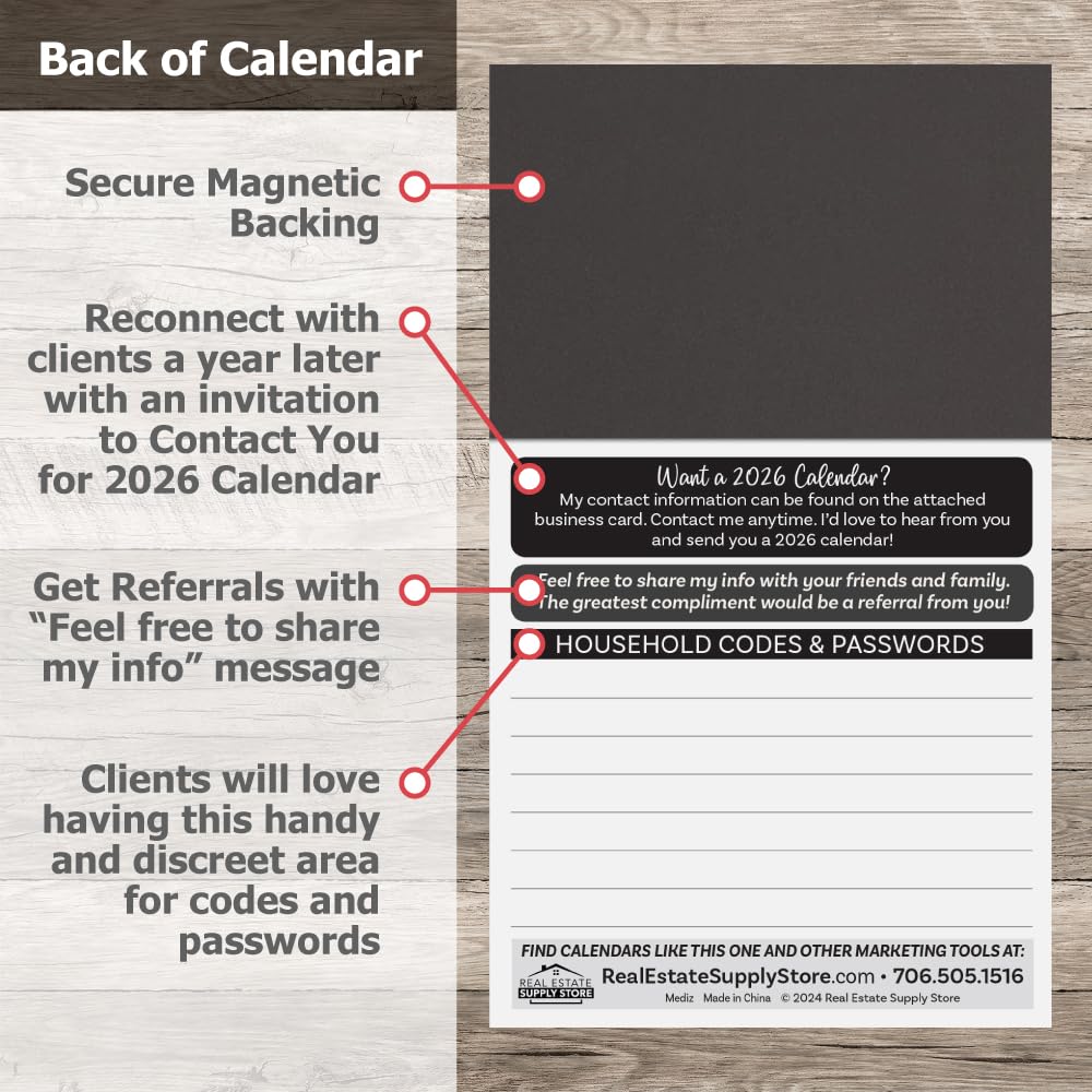 2025 Peel and Stick Magnetic Business Card Calendars, Box of 100, Includes Envelopes, Mail for 1oz Rate, Great Sales Marketing Tool (Season's Greetings)