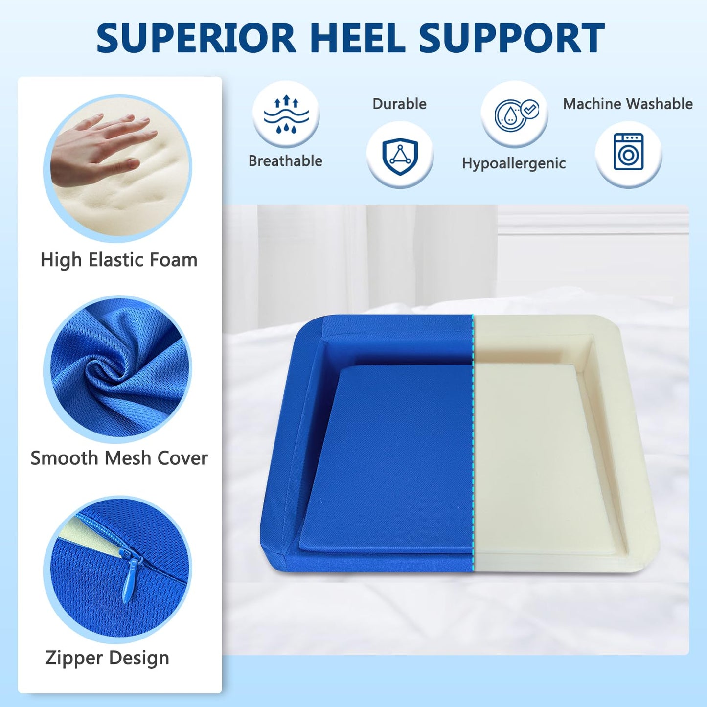 KAAMOS Heel Offloading Cushion Footbed for Bedsore Heel Protectors for Pressure Sores Foot Elevation Pillow Post Surgery Ankle Protector Cushion Leg Support Positioning Pillows for Bedridden Patient