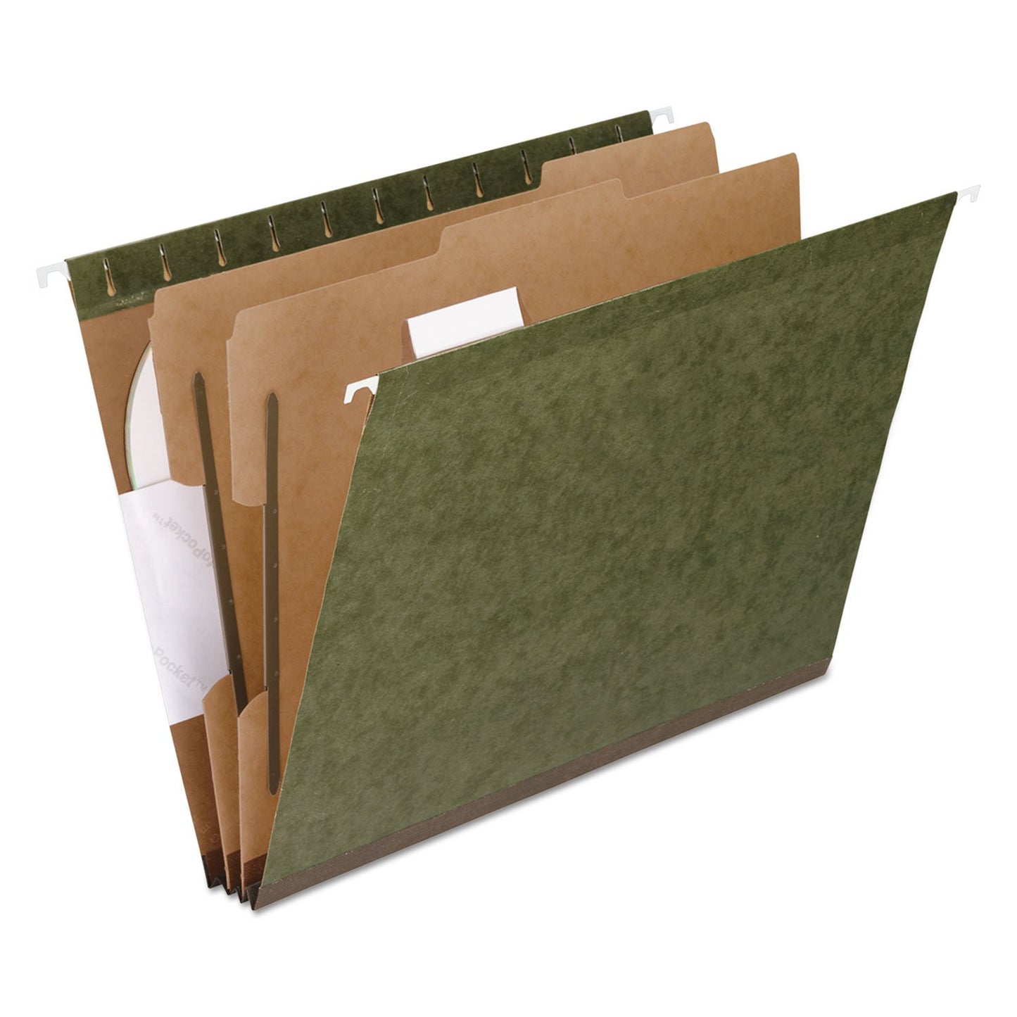 Pendaflex PFX59254 SureHook Reinforced Hanging Folder, 2 Dividers, Letter, 1/5 Tab, Green (Box of 10)