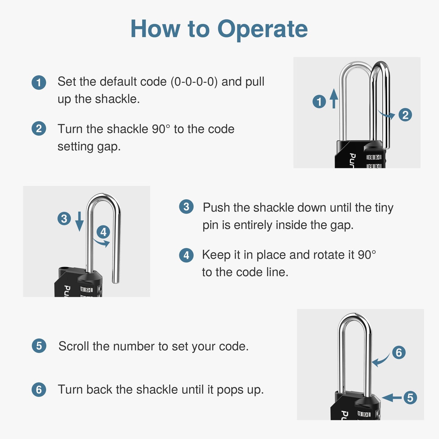 Puroma 10 Pack 2.6 Inch Long Shackle Combination Lock 4 Digit Outdoor Waterproof Padlock for School Gym Locker, Sports Locker, Fence, Gate, Toolbox, Case, Hasp Storage (Black)