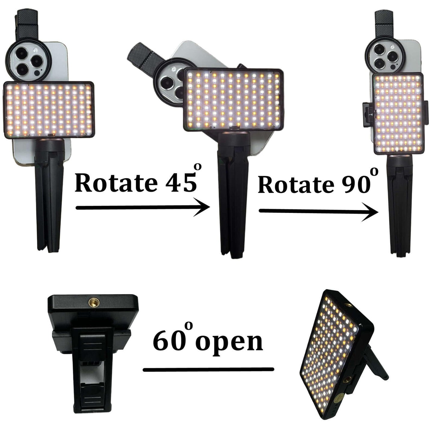 Phone Shoot Selfie Light,Polarizing CPL Filter,Clip Fill Light CPL Polarized Lens Adjust Brightness Removing Reflective Photographic Video Light for Tattoo Art, Food,Jewelry Shooting