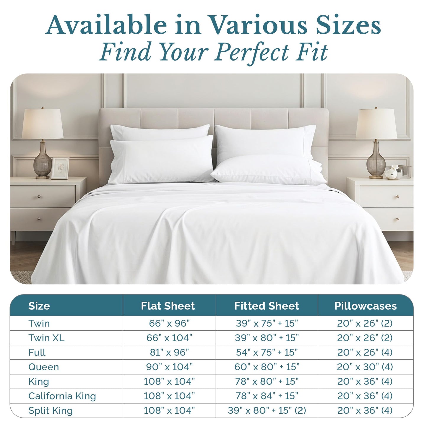Casa Platino Queen Sheet Set, 6 Piece 100% Cotton Bed Sheet Set with 500 Thread Count Buttery Soft Sateen Finish, Long-Lasting and Lightweight, 15 Inch Deep Pocket Queen Sheets – Pure White