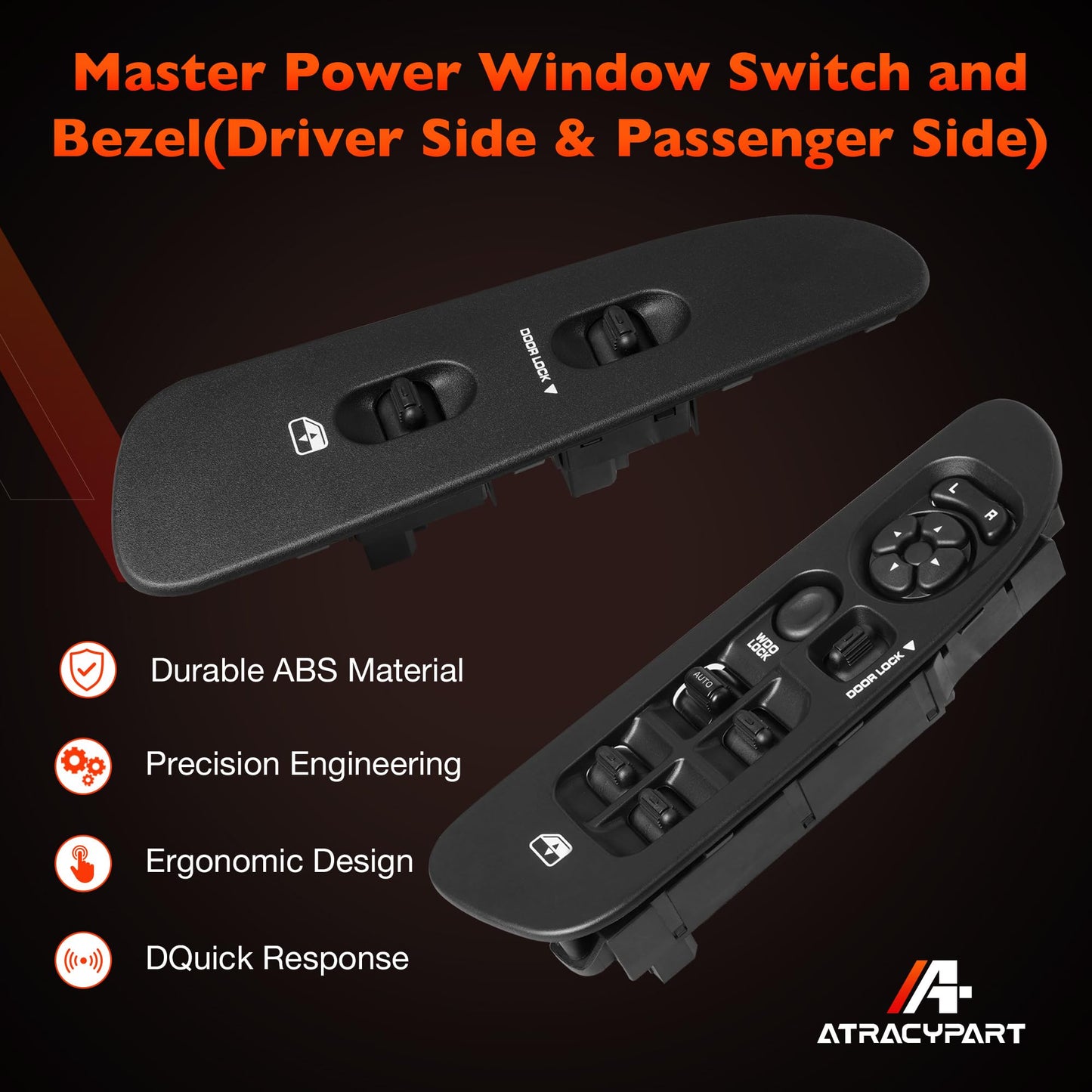 56049805AB Master Power Window Switch and Bezel(Driver & Passenger Side) Compatible with 2002-2009 Dodge Ram1500 2500 3500,2001-2004 Dodge Dakota,2001-2003 DodgeDurango,2005-2009 Sprinter 2500(Black)