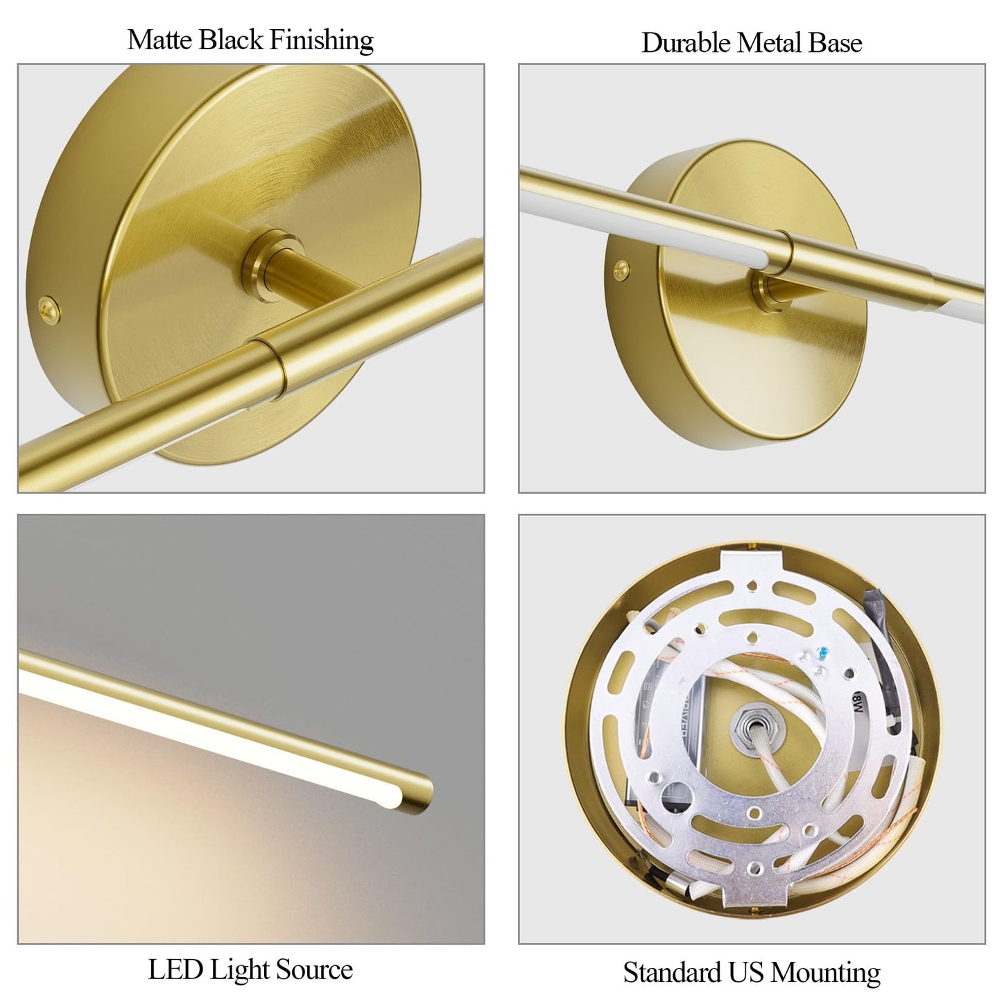 Coinmit Modern Wall Sconce for Bathroom 33In Gold Vanity Light Fixture Hardwired 3000K Bathroom Sconce 360° Rotate Warm Light for Bedroom