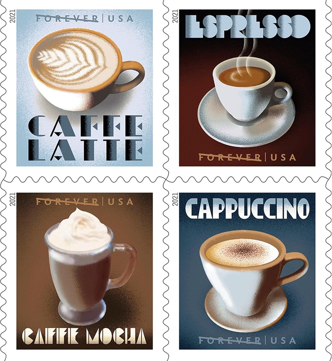 Espresso Drinks US Postage Stamps - Booklet of 20