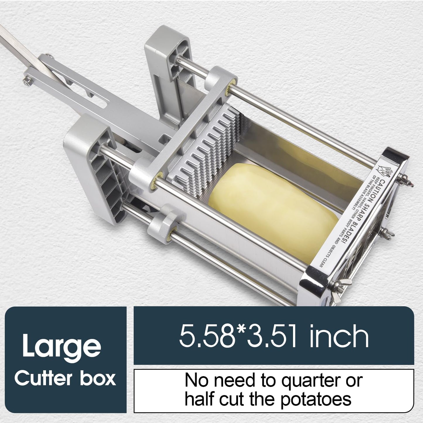 French Fry Cutter, Sopito Professional Potato Cutter Stainless Steel with 1/2-Inch and 1/4-Inch Blade Great for Potatoes Carrots Cucumbers