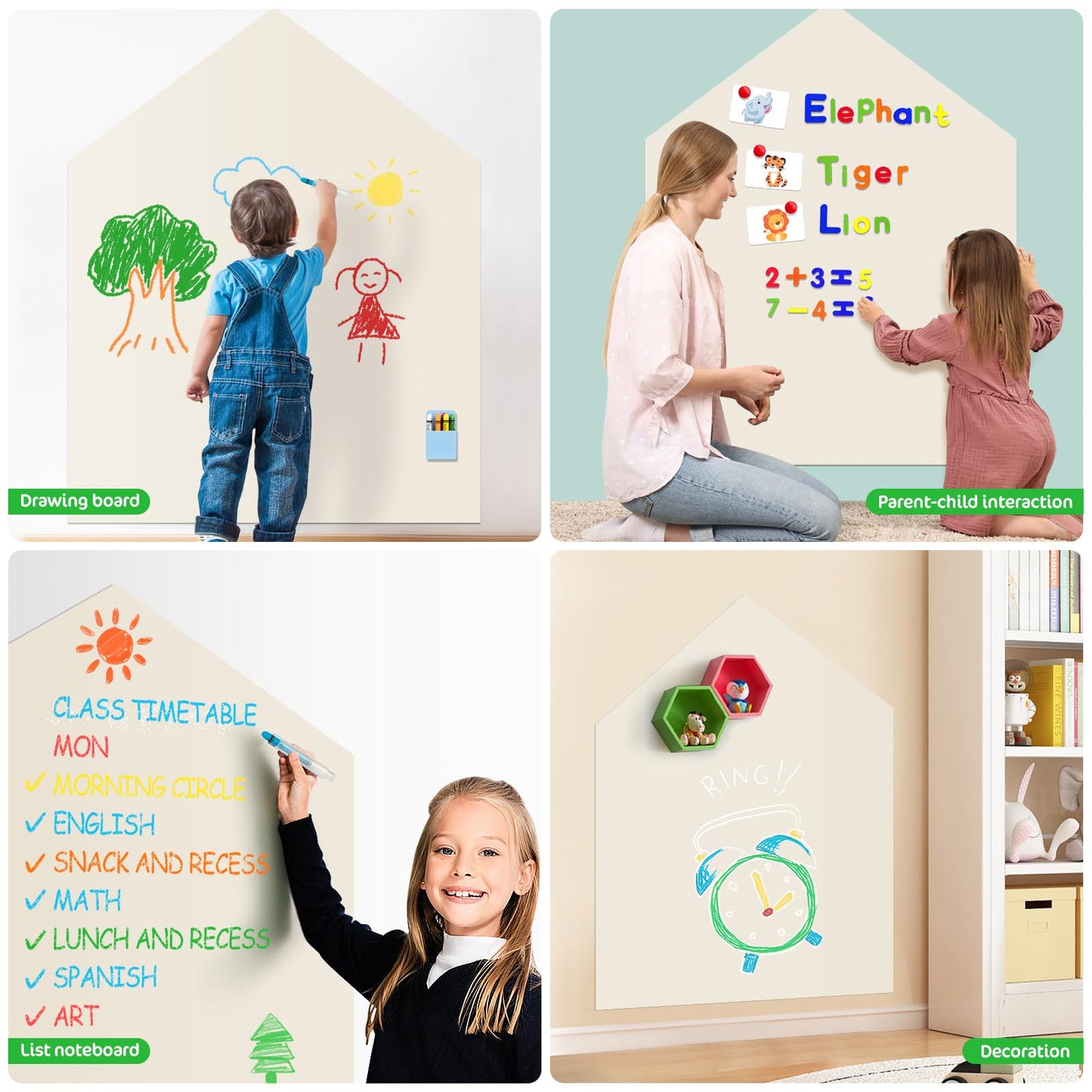 Magnetic Wall Decal for Kids, 40"x32" Magnetic Chalkboard for Wall, Self Adhesive Wall Sticker Board with 6 Dustless Chalks, Chalk Holder, Wipe Cloth, Magnetic Wallpaper for Playroom, Home