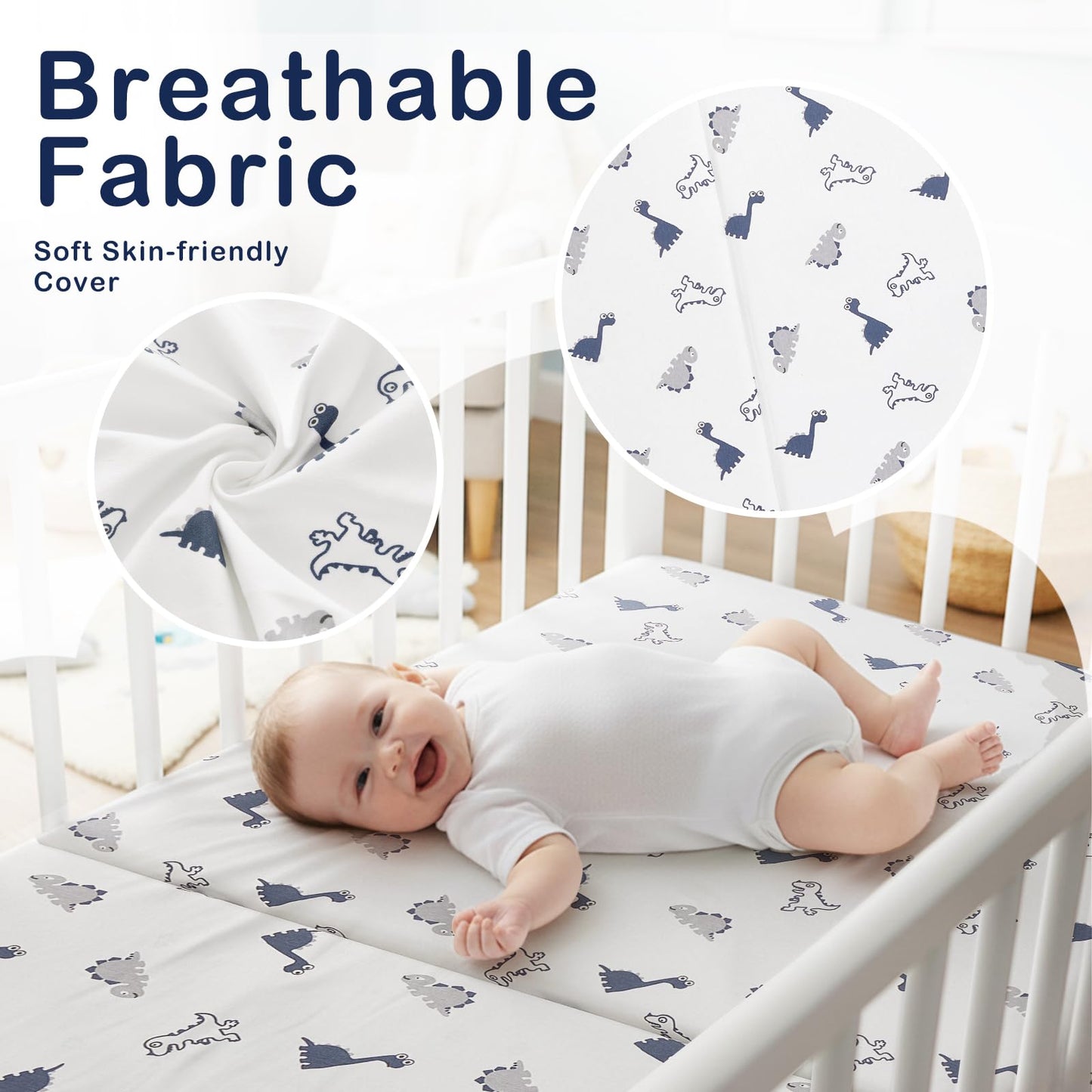 Trifold Pack and Play Mattress 38'' x 26'' x 3'', Portable Mini Crib Playpen Mattress for Baby, Soft Memory Foam Pack N Play Mattresses with Waterproof Washable Breathable Cover (White, One size)