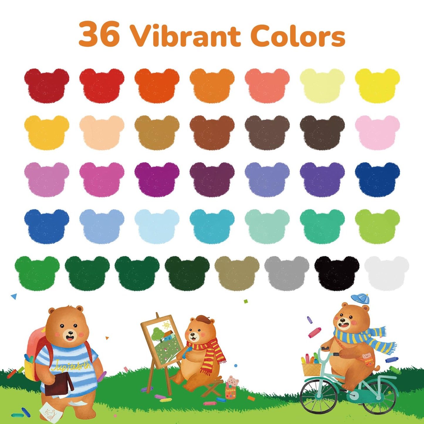 JUPITEARTH 36-Color Twsit-Up Crayons for Toddlers and Kids, Non-Toxic Washable Crayons, Ultra-Silky Easy-Grip Art Supplies, Ideal Coloring Gift for Boys and Girls