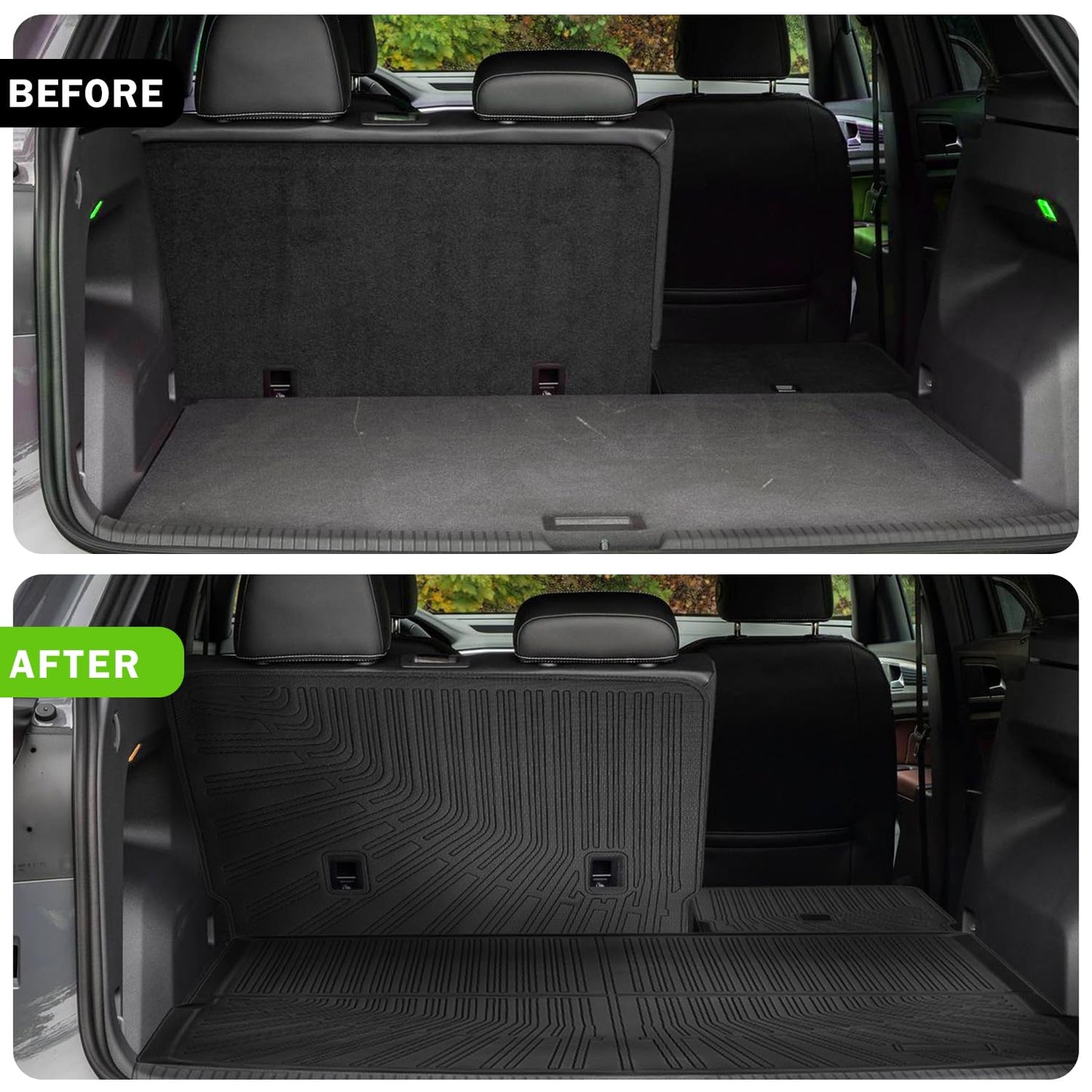 Liizoo Cargo Liner for Volkswagen VW Atlas Cross Sport (5 Passenger Models Only) 2020-2024 2025 All Weather Cargo Mat, Fit TPE Anti-Slip Car Seat Back Protector Accessories (with Backseat Mat)
