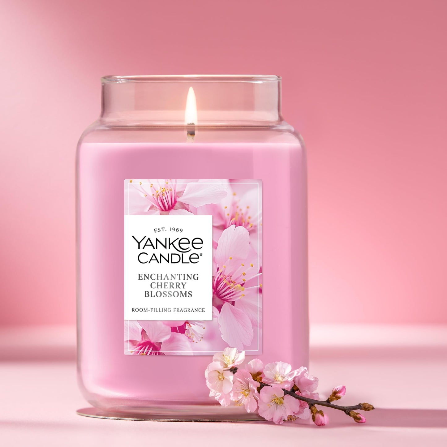 Yankee Candle Enchanted Cherry Blossoms Scented Candle, 22oz Large Jar with up to 150 Hour Burn Time, Giftable