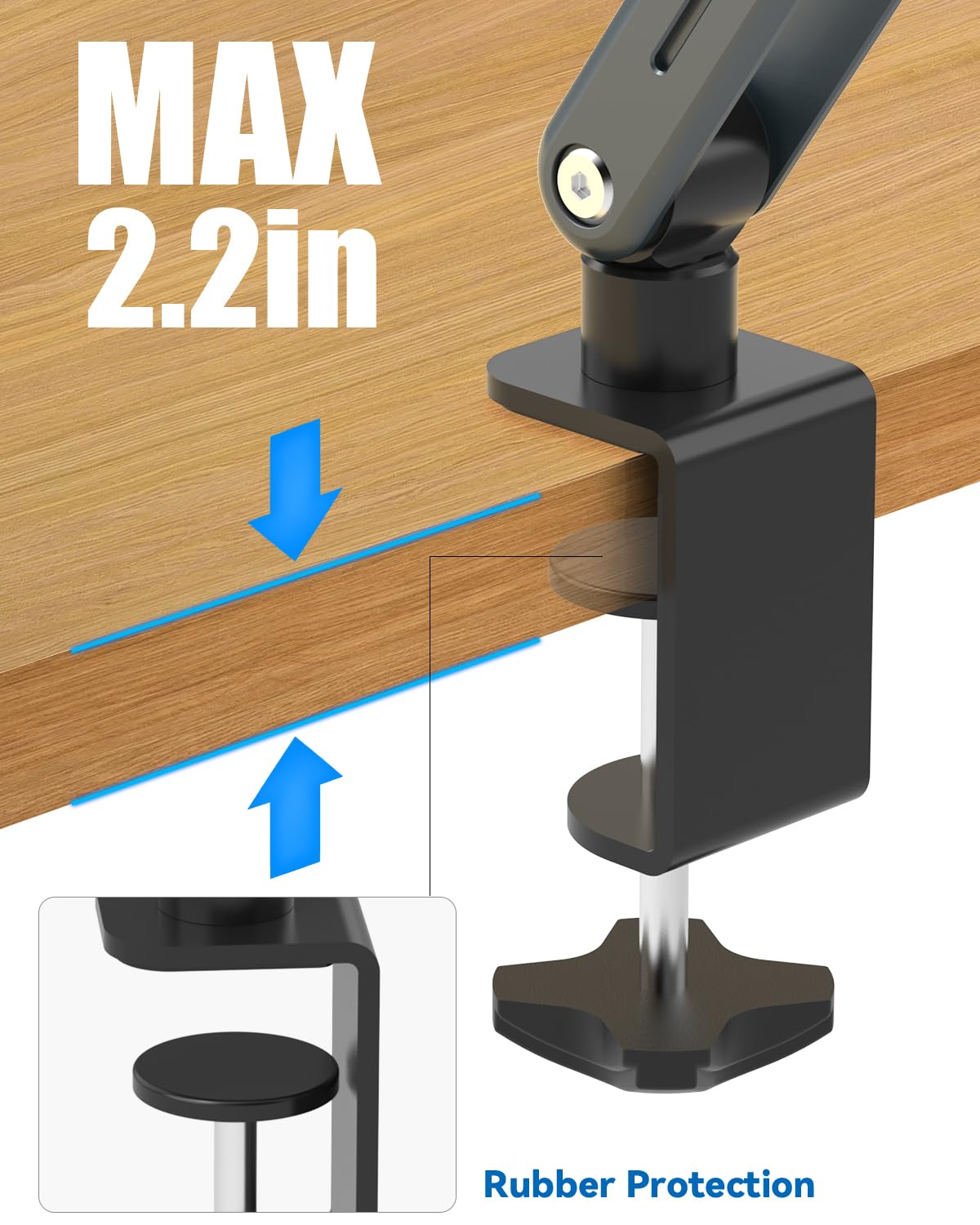 YCNEW Desk Clamp Acrylic Book Stand for Reading, Ergonomic Design Adjustable Height up to 20 inches with Rotating Bases Cookbook Stand, Suitable for Recipe, Sheet Music, Tablet(Gray)