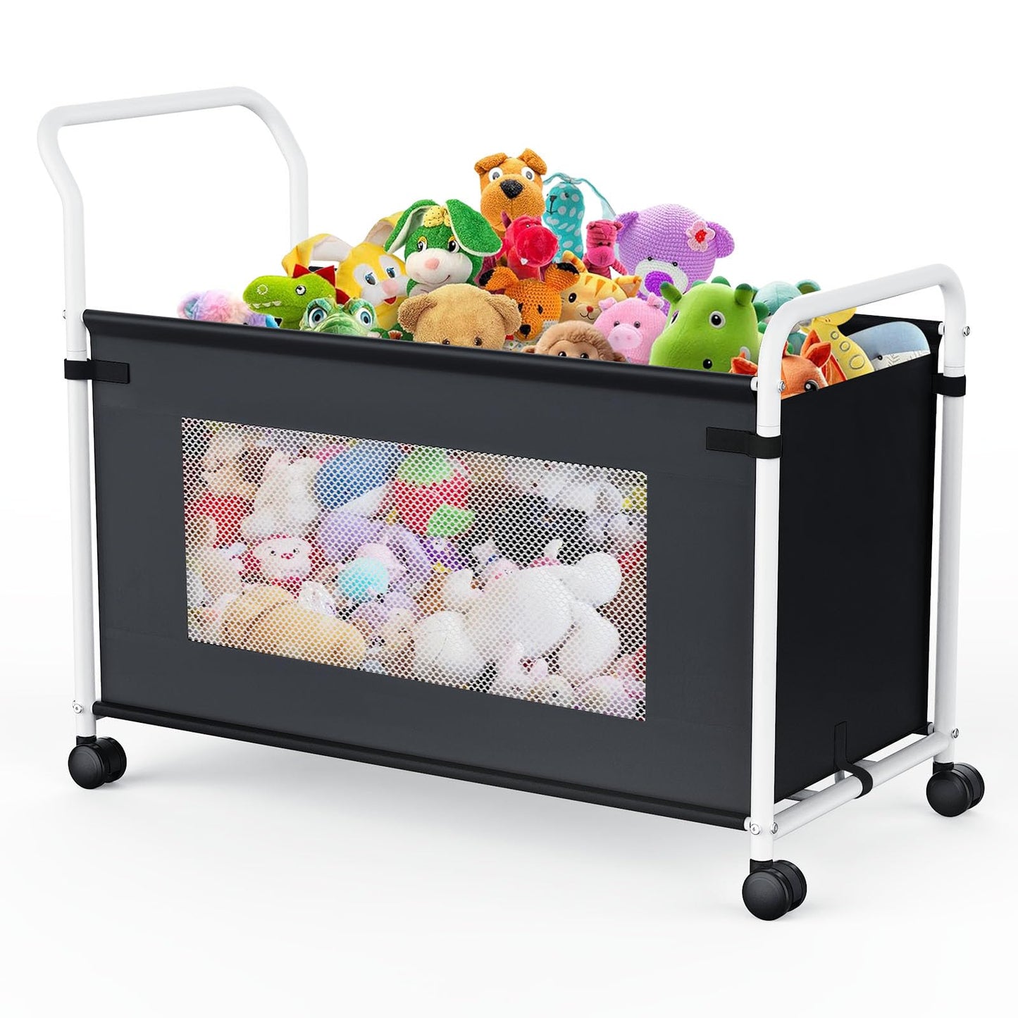 KEEGH Extra Large Toy Box for Kids with 360° Rotating Wheels, Heavy Duty Toy Chest for Boys and Girls, Toy Storage Organizer for Kids, Toy Bins for Living Room, Nursery, Bedroom(Black)