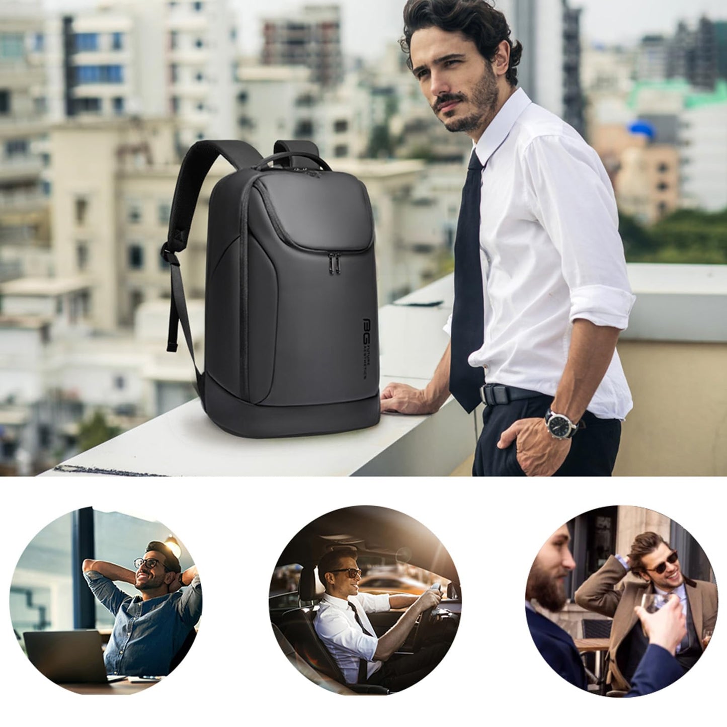 FUTURE AESTHETICS Business Smart Backpack Waterproof for women,men,Fight Approved Durable Backpack suitable as overnight and travel backpack (Black)