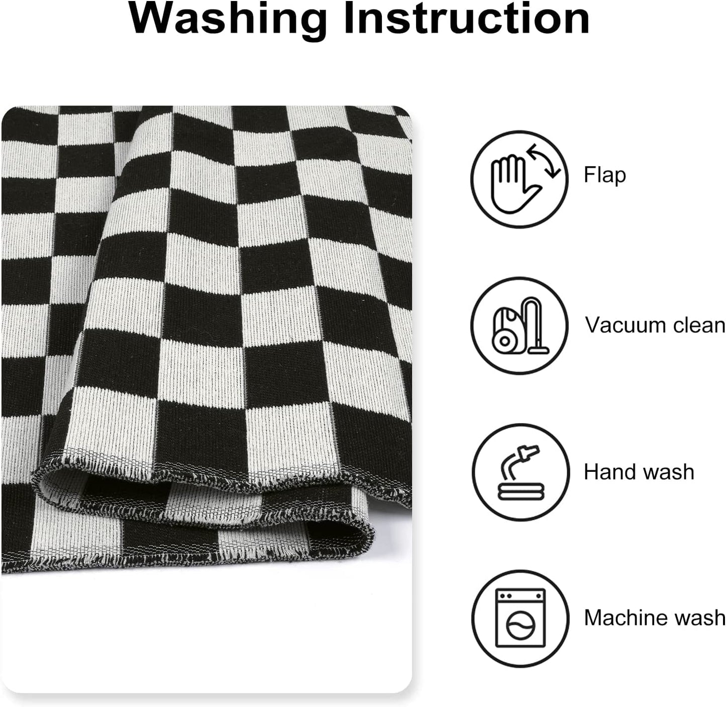Seavish Checkered Rug, 5x8 Ft Black and White Rug, Retro Moroccan Checkerboard Rugs, Lightweight Outdoor Washable Area Rug, Rustic Floor Carpet Decor for Living Room Bedroom Dining Room Patio