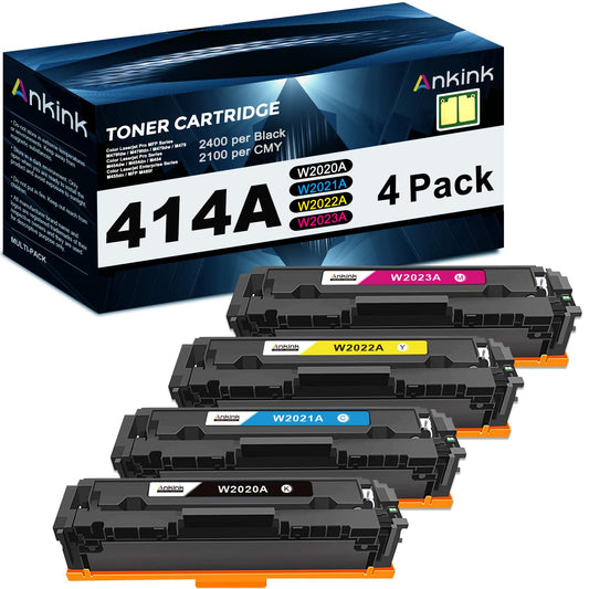 Ankink Compatible Toner Cartridge Replacement for HP 414A 414X(with chip,Black Cyan Yellow Magenta,4-Pack)for Color Laserjet Pro MFP M479fdw M479fdn M454dw M454dn M479dw,Enterprise M455dn M480f hp404a