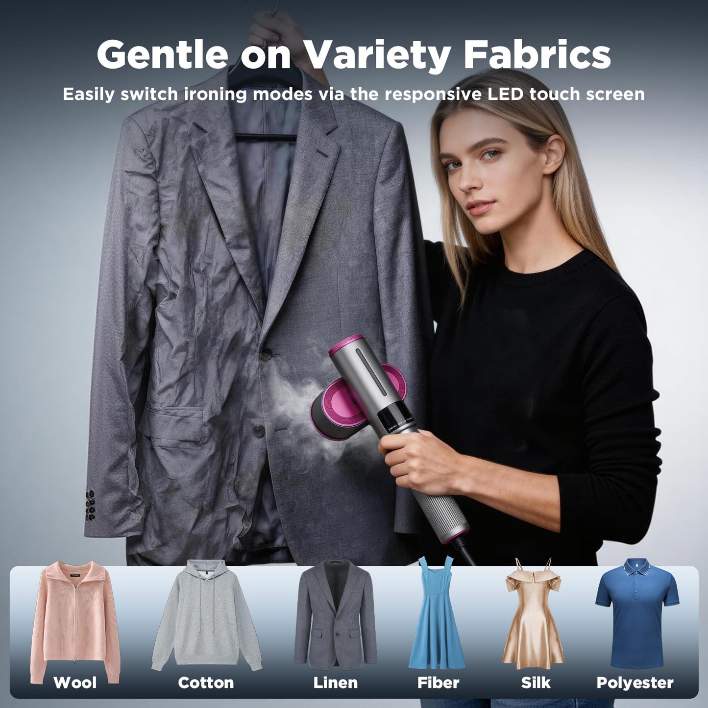 Travel Steamer for Clothes, 2-in-1 Steam Iron & Garment Steamer with Fast Heat-Up, 1200W Portable Handheld Clothes Steamer, Large Ceramic Heat Panel Quick Wrinkle Removal for Home/Travel/Hotel