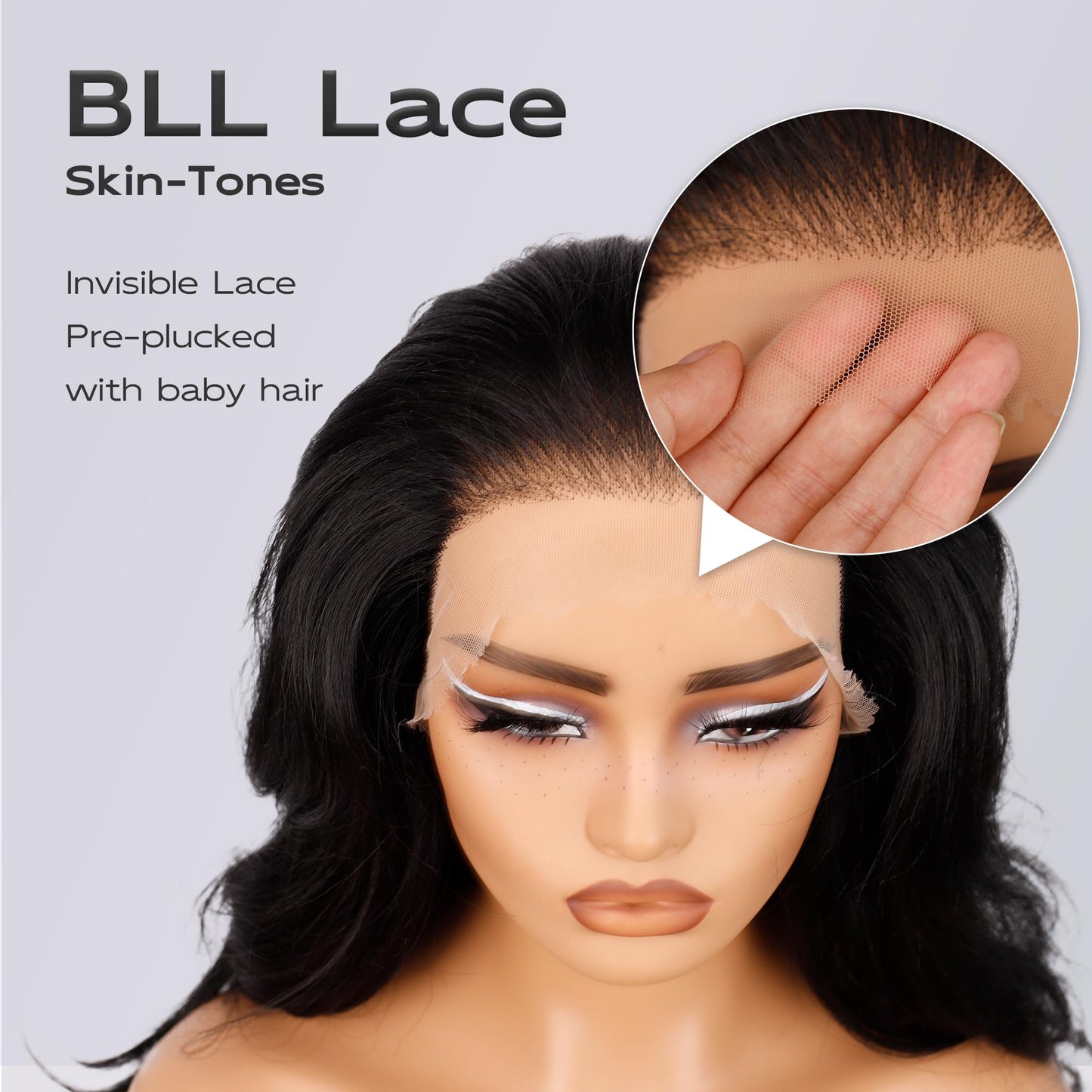 BLL Synthetic Lace Front Wig, Body Wave Glueless Wig 13x6 HD Lace Front Pre Plucked Natural Hairline Black Wigs For Black Women