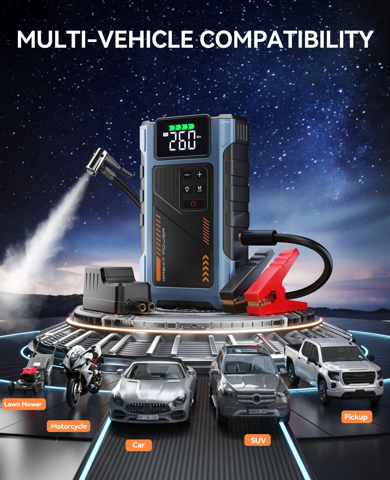 Car Battery Charger Jump Starter with Air Compressor, 4500A Jumper Box for Car Battery Portable Booster Jump Pack, 12V Jumpstart Combo 150PSI Tire Inflator Air Pump(Up to 8.5L Gas/7.0L Diesel)