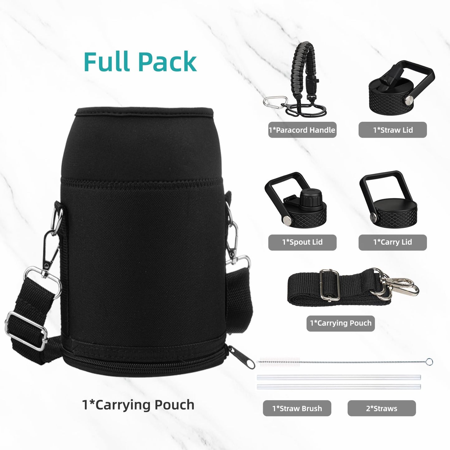 Konokyo Gallon Insulated Water Bottle with Straw,128 oz 3 Lids Water Jug with Carrying Bag,Paracord Handle, Double Wall Vacuum Stainless Steel Metal Flask,Dark Green