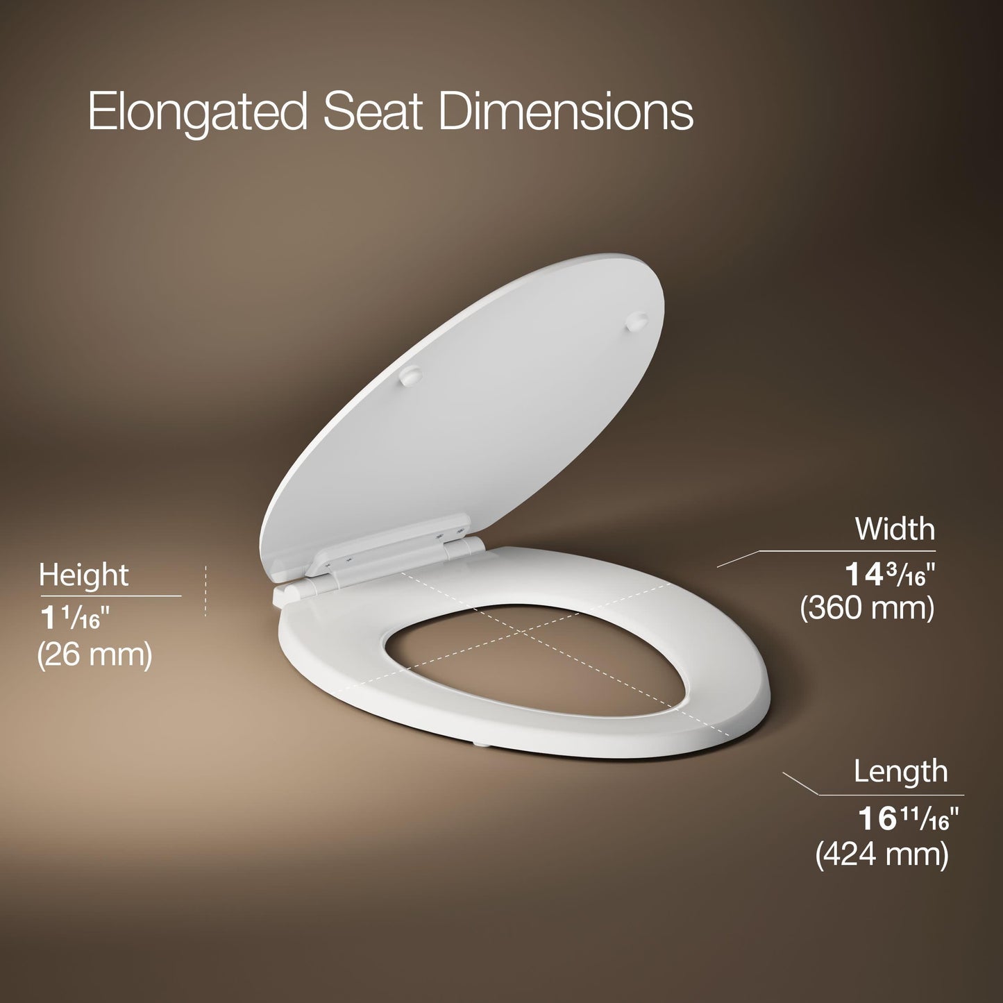 KOHLER Broadwood Quiet-Close, Elongated Toilet Seat Soft Close, Durable Wood, Easy Installation, Universal Fit, Home Essentials, White Finish, K-25881-0