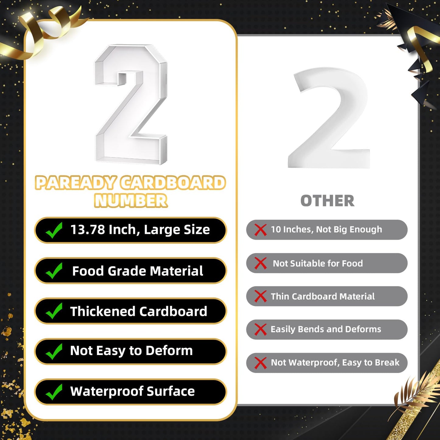 2026 Charcuterie Numbers Fillable, 13.78'' White 2026 Cardboard for Charcuterie, Number 2026 Tray for Chocolate Cookies Flowers Cupcakes Box with Graduation Cap, Class of 2026 Graduation Decorations