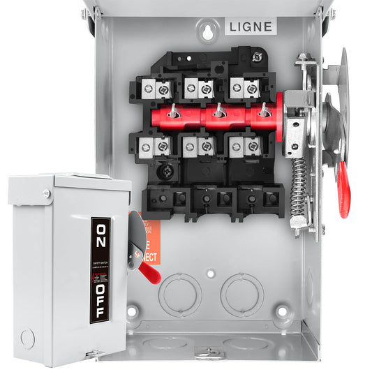 30 Amp Disconnect Switch,3 Pole Safety Switch,Non-Fusible,Indoor&Outdoor,Meeting NEMA 3R Standards,Galvanized Steel，Anti Corrosion and Rust Prevention,10-Year Warranty