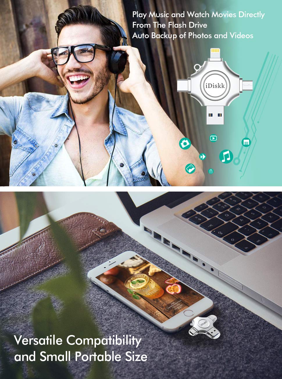 256GB【App-le Certified for iPhone 15 &16 Series】 iDiskk FLASHDRIVE 256GB USB C Thumb Drive Photo Stick for iPhone iPad Android Samsung Flash Drive for iPhone15/14/13/12/12 pro/12 Mini Storage Booster