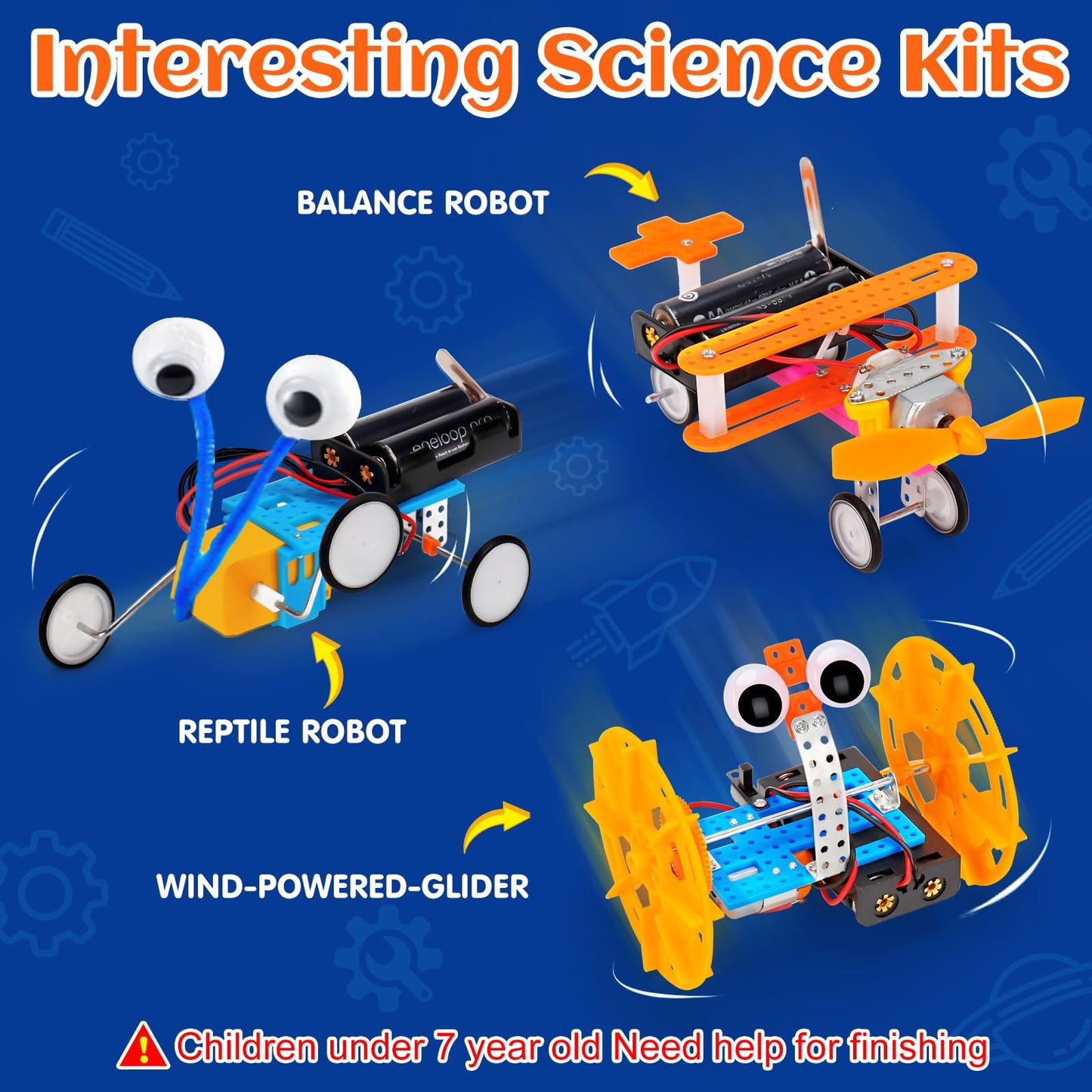 STEM Science Robotics Kit 6 Set Electronic Science Experiments Projects Activities for Kids DIY Engineering Building Kit Age 8-10 10-12 Motor Robot Toy for 8 9 10 11 12 + Years Old Boys Girls Gift