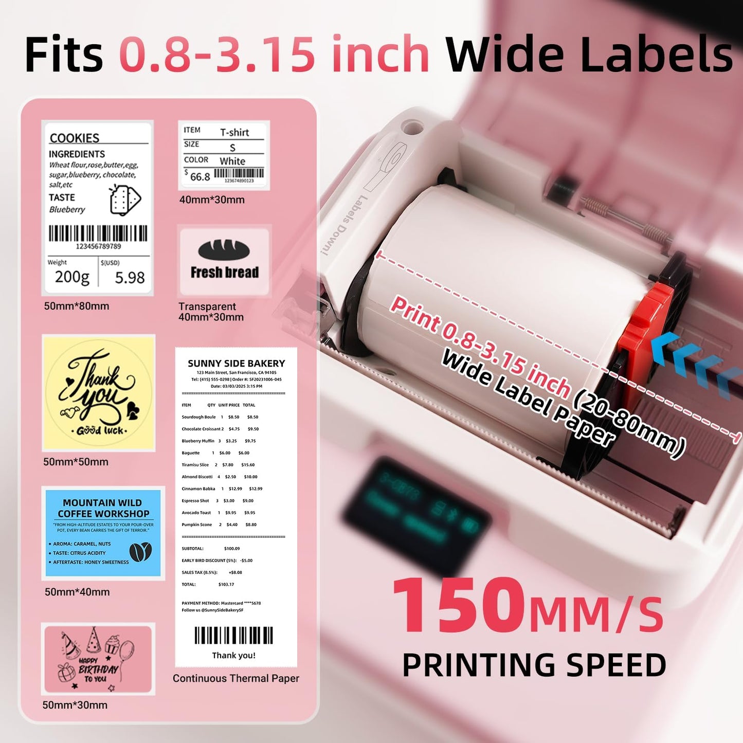 ORGSTA Label Maker Machine with Tape, T003 Thermal Label Maker, 2 Inch Bluetooth Label Printer Compatible with Phone & PC, Sticker Printer Barcode Thermal Maker for Small Business, Home, School