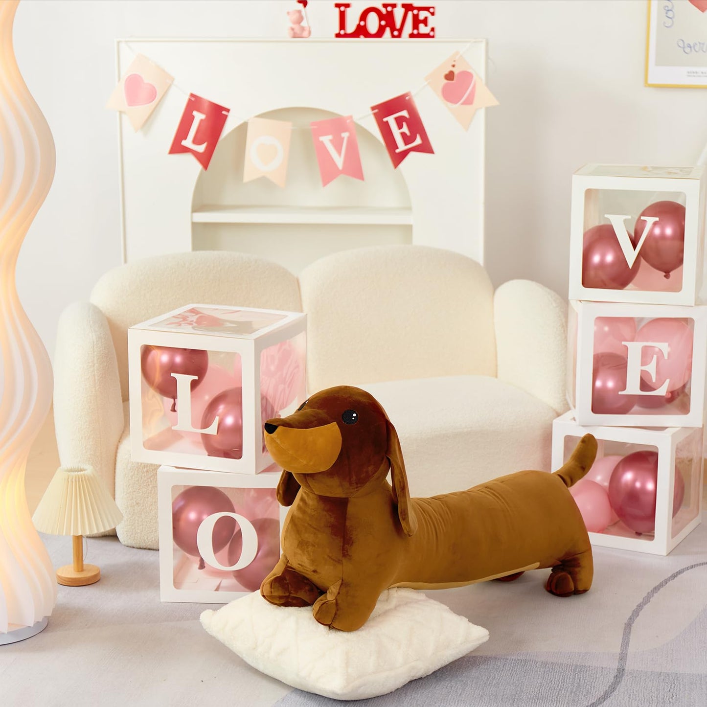 MorisMos Giant Dachshund Stuffed Animal, 43.3in Large Dachshund Long Body Pillow,Huge Stuffed Dog Body Pillow for Kids Adults,Christmas Birthday Valentine's Day Present