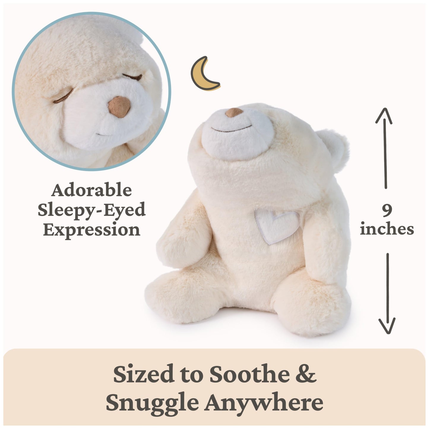 GUND Baby Snuffles Soother, Premium Teddy Bear Sensory Toy and Sleep Aid for Babies, Stuffed Animal for Ages 0 and Up, White/Cream, 9”