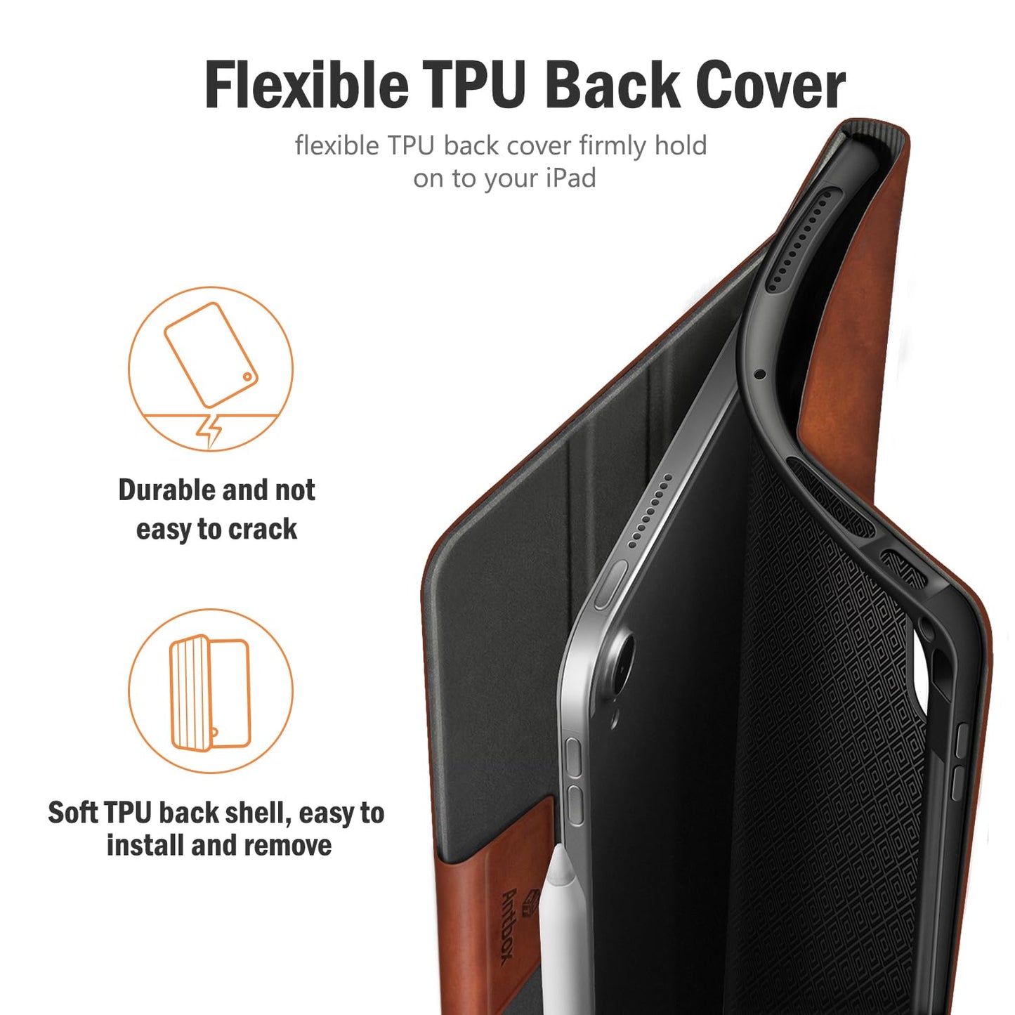 Antbox Case for iPad Air 11-inch M3 (2025) / M2 (2024), iPad Air 5th/4th Generation 10.9'' Vegan Leather with Pencil Holder Typing Angle Auto Sleep/Wake Muti-Stand (Brown)