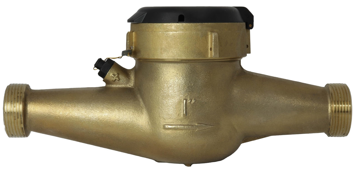 1” Water Meter: No Lead Brass, NSF Certified, Multi-Jet, Gallons (Horizontal Installation)