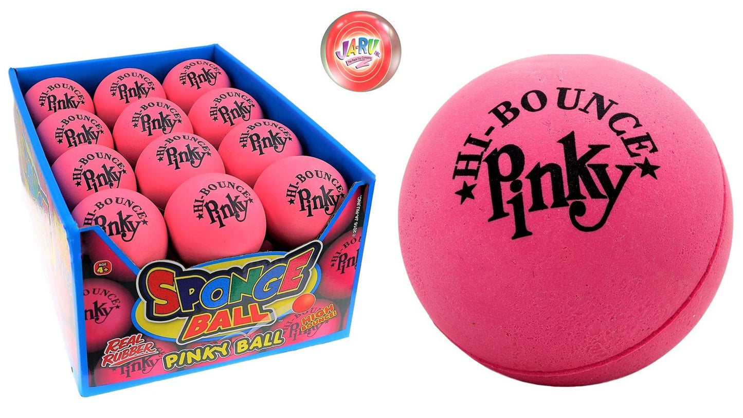 Pinky Ball The Original Bouncy Balls (24 Pack Bulk in Display Box) Hi Bounce Rubber Pink Ball for Kids and Adults. Massage Ball and Party Games Gift Supply by JA-RU. 976-24-PE